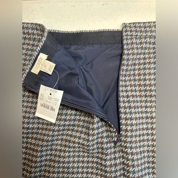 NEW J. Crew Double-Notch Houndstooth Wool Blend Mini Skirt Women’s Size 12 - Picture 7 of 16